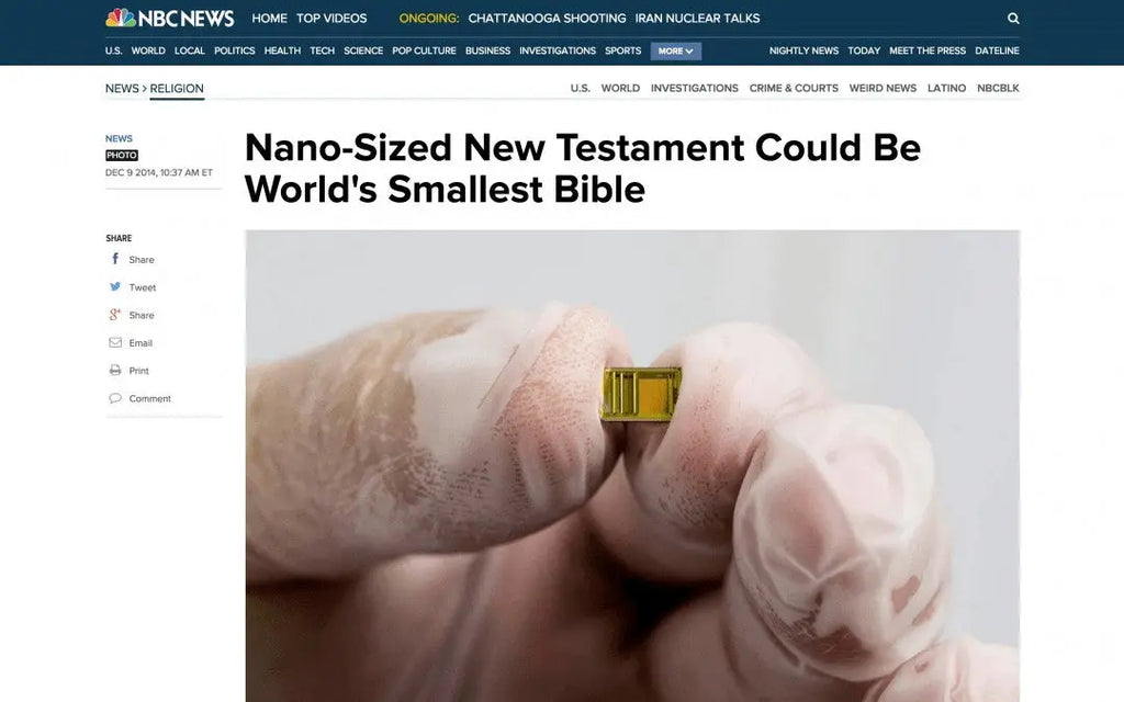 NBC NEWS: NANO-SIZED NEW TESTAMENT COULD BE WORLD’S SMALLEST BIBLE