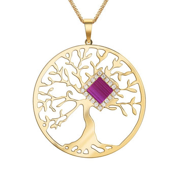 14K Gold Tree of Life Diamond Necklace