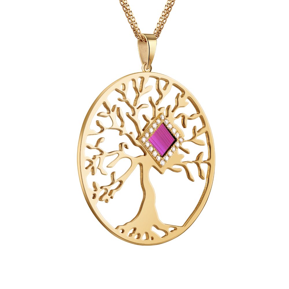 14K Gold Tree of Life Diamond Necklace