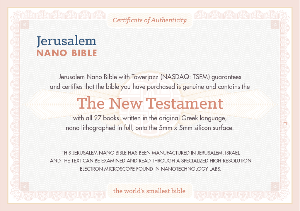 smooth cross necklace Jerusalem Nano Bible New Testament