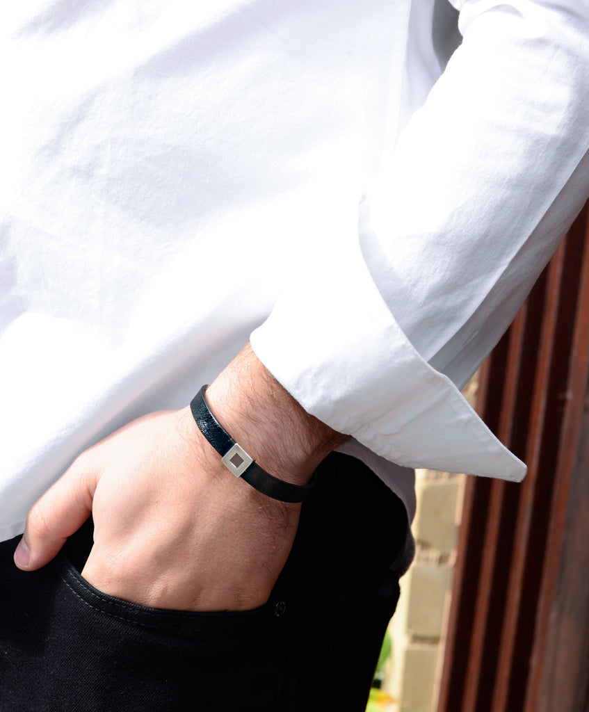 Luxury Black Leather Bracelet - Nano Bible New Testament