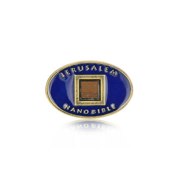 OCEAN BLUE LAPEL PIN JERUSALEM NANO BIBLE New Testament