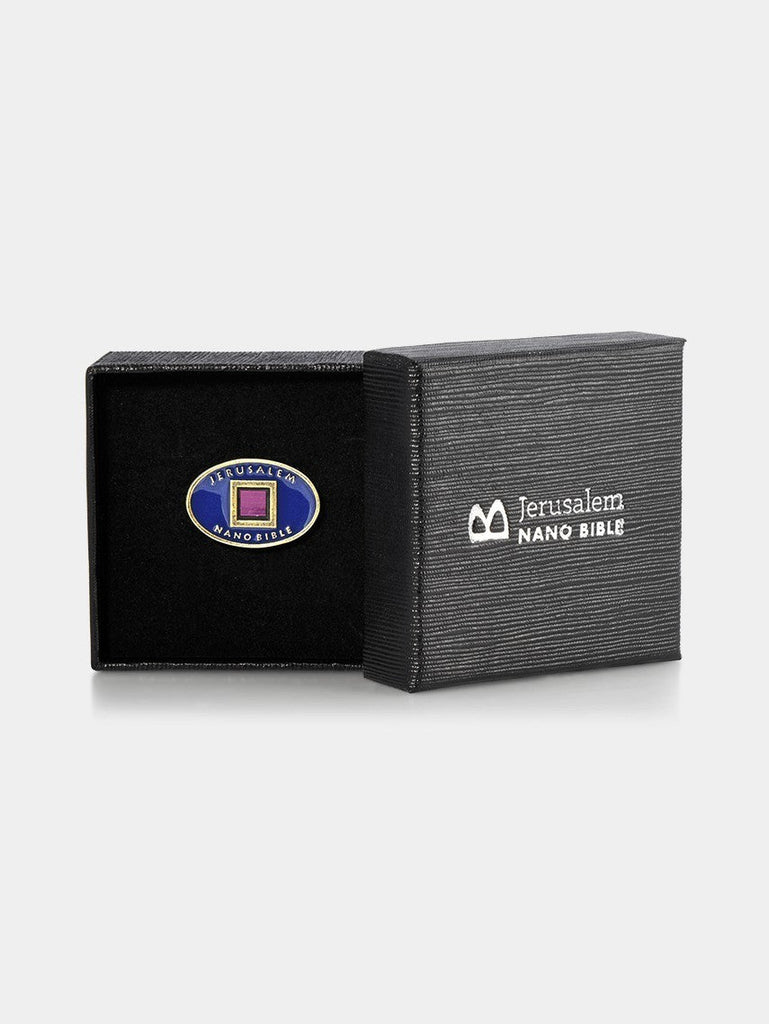 OCEAN BLUE LAPEL PIN JERUSALEM NANO BIBLE New Testament