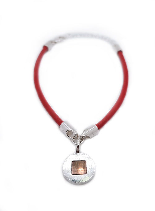 Red leather bracelet- Sterling Silver Charm- New Testament