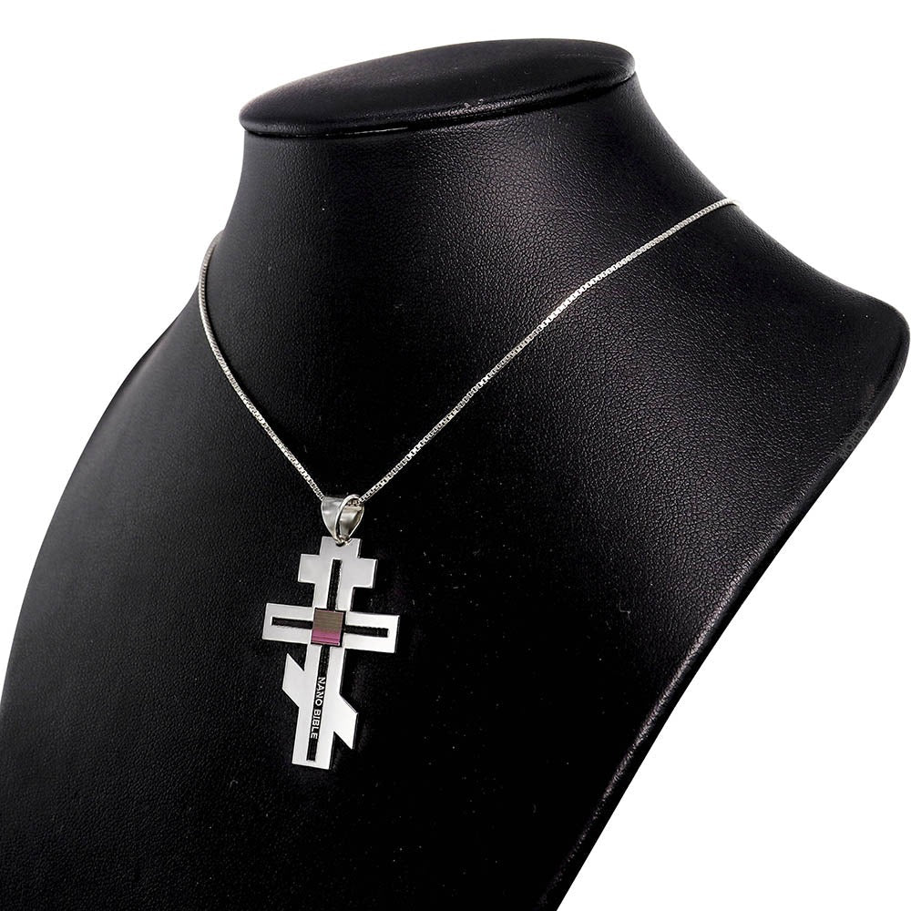 STERLING SILVER RUSSIAN ORTHODOX CROSS PENDANT NECKLACE jerusalem nano bible New Testament