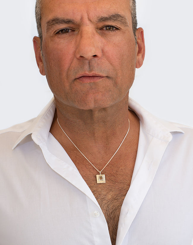 Hand made square necklace with ש.א.ה Hebrew letters from the kabbalah